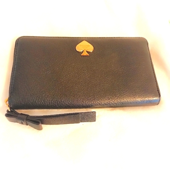 kate spade Handbags - Kate spade black pebbled leather zip around clutch wallet